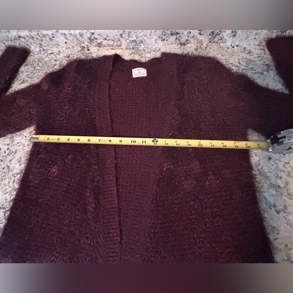 Urban Outfitters Pins & Needles Eyelash Knit Open Cardigan Plum Boho Size M - Picture 10 of 11